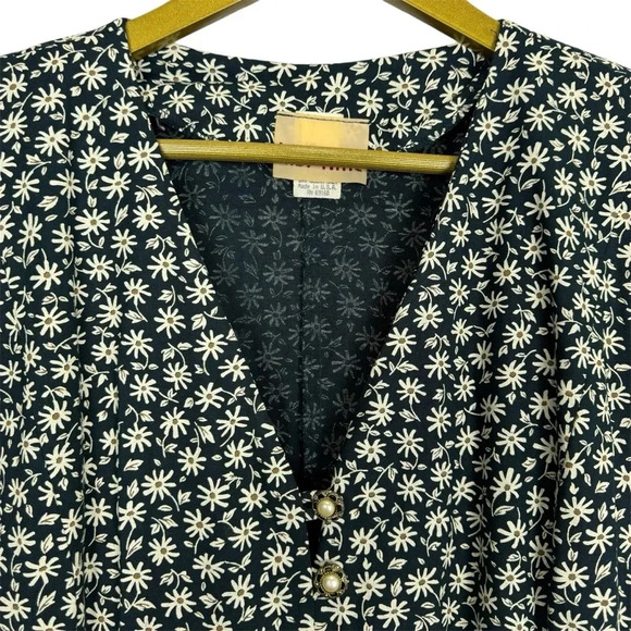 Vintage Lady Katie Micro Floral Midi Dress Size 18 Green Prairie Cottage A-Line - Picture 3 of 3